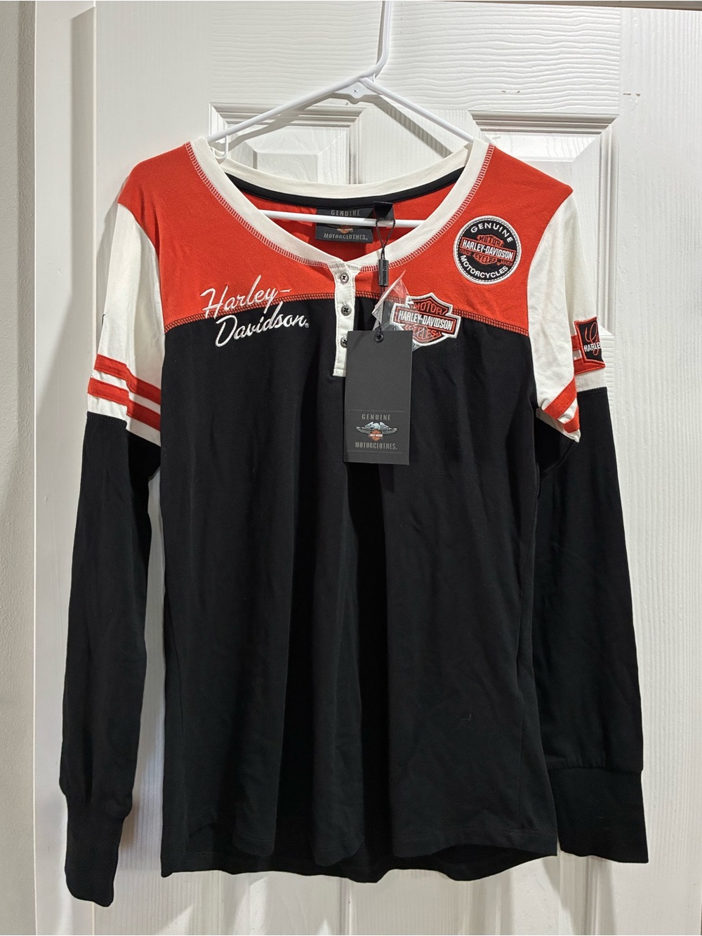Harley-Davidson Women’s Long Sleeve Colorblock Henley Shirt NWT Size Medium